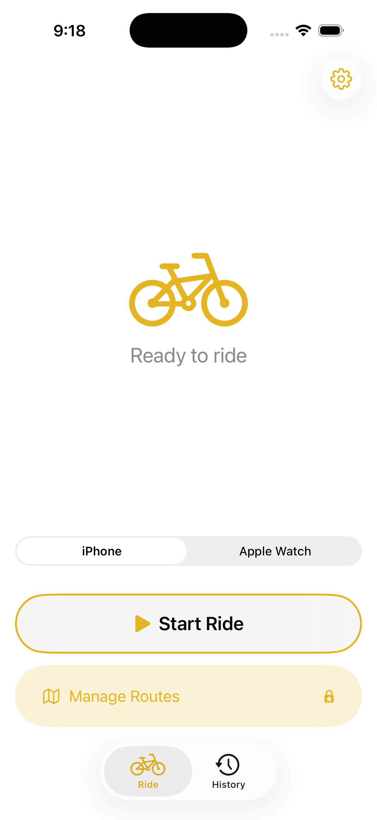 The Joyride home screen with a Start Ride button.